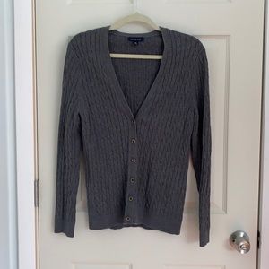 Dark gray cable sweater cardigan